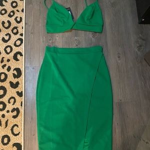 FashionNova Green Tank Top and Skirt Set